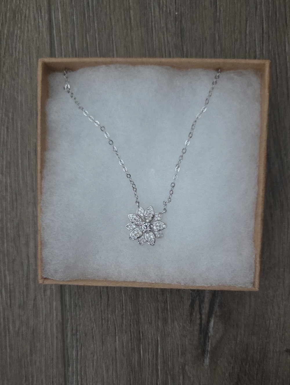 Silver Floral Crystal Pendant Necklace